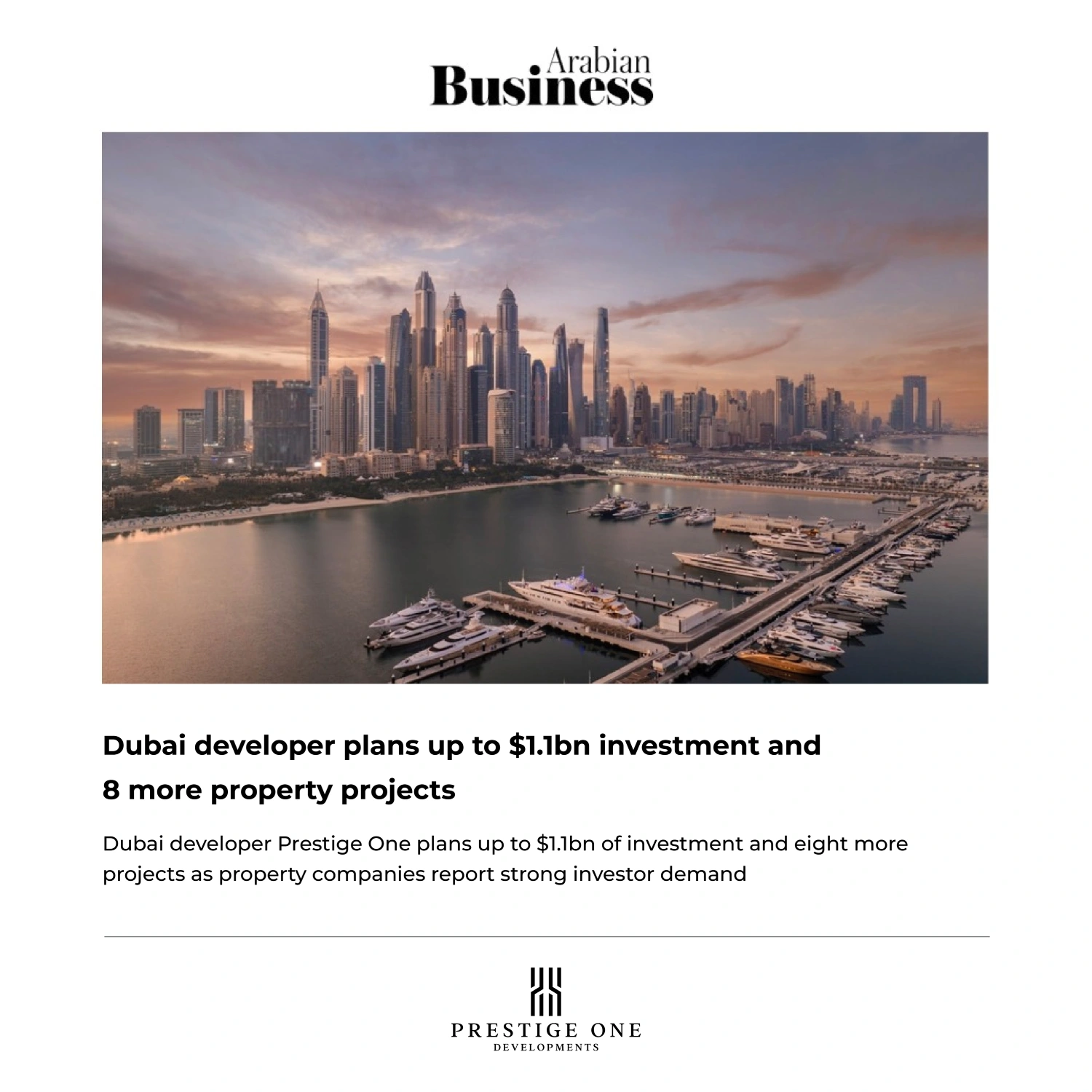 Dubai developer plans up to $1.1bn investment and 8 more property projects