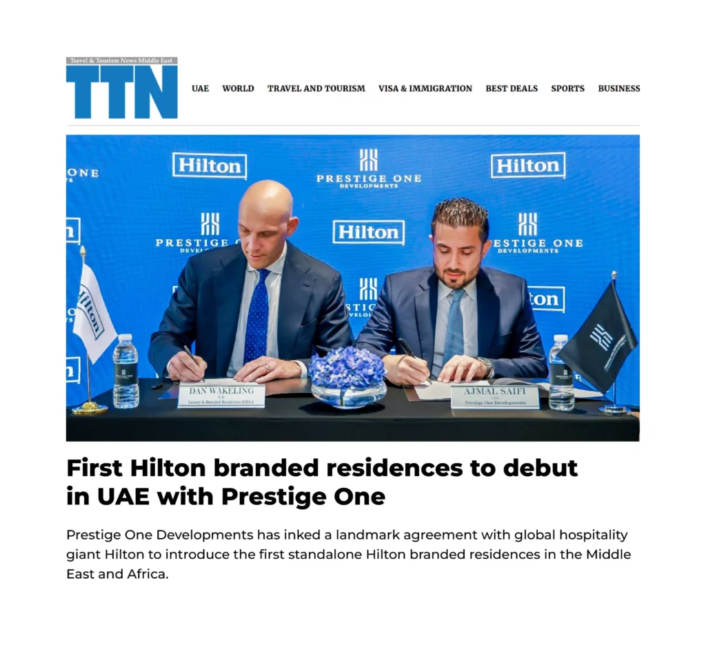 First Hilton branded residences to debut in UAE with Prestige One