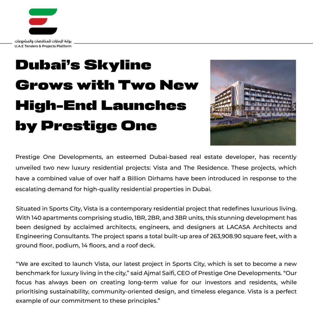 dubai's skyline grows with two new high-end launches by prestige one