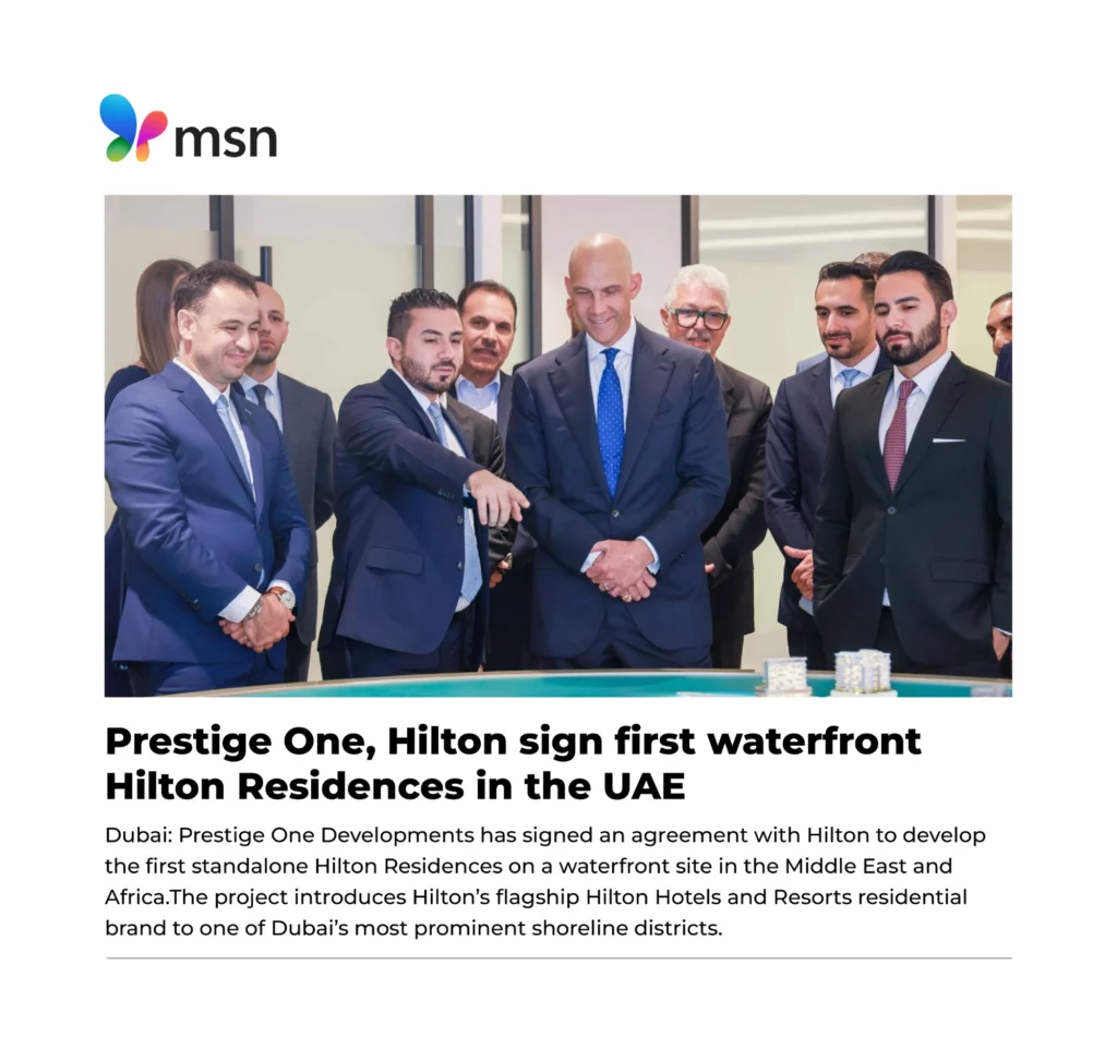 Prestige One, Hilton sign first waterfront Hilton Residences in the UAE