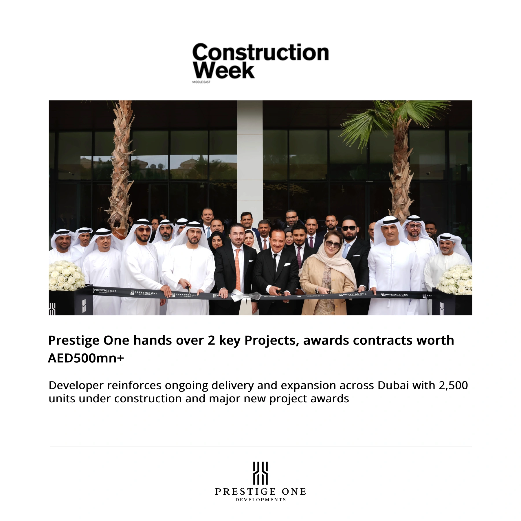 Prestige One hands over 2 key Projects, awards contracts worth AED500mn+