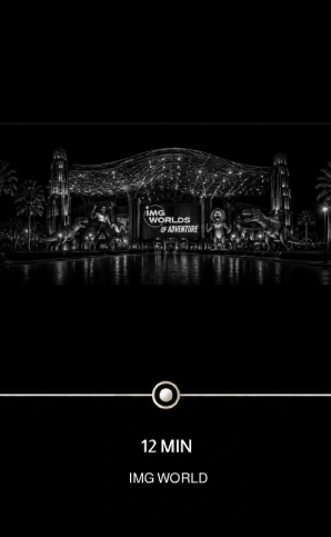 Driving distance from Dubai Land Residence Complex to IMG Worlds of Adventure