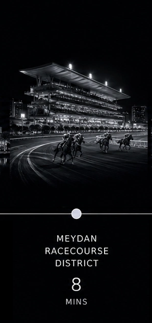 Driving distance from Meydan City to Meydan Racecourse District