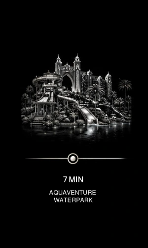 Driving distance from Palm Jumeirah to Aquaventure Waterpark