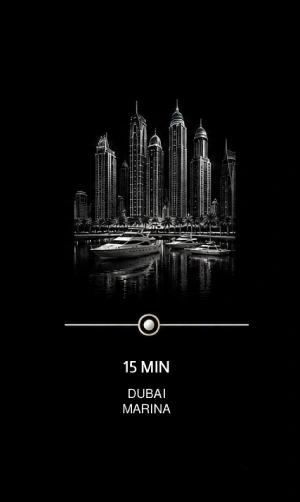 Driving distance from Palm Jumeirah to Dubai Marina