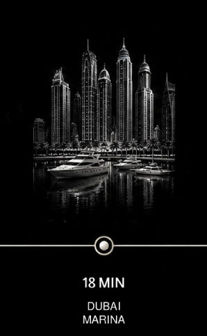 Driving distance from Dubai Sports City to Dubai Marina